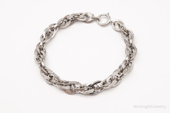 Antique Sterling Silver Chain Bracelet - 7 3/8" - image 2