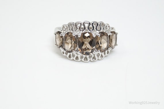 Vintage Designer Smoky Topaz  Sterling Silver Sta… - image 7