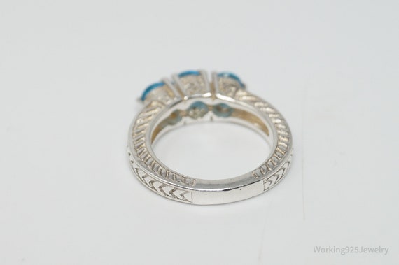 Vintage Blue Topaz Sterling Silver Ring - SZ 8 - image 5