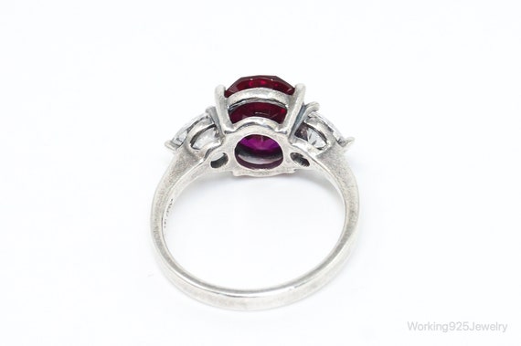 Vintage Large Lab Ruby DQCZ Sterling Silver Ring … - image 4