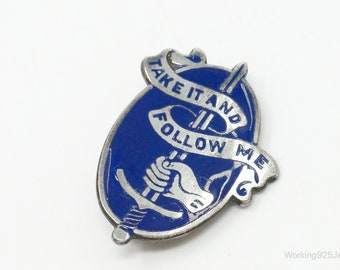 Vintage United States Army Infantry School Take It And Follow Me Sterling Silver Pin