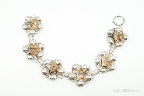 Vintage 1940s  Raffaele Flower Silver Silver Pane… - image 2