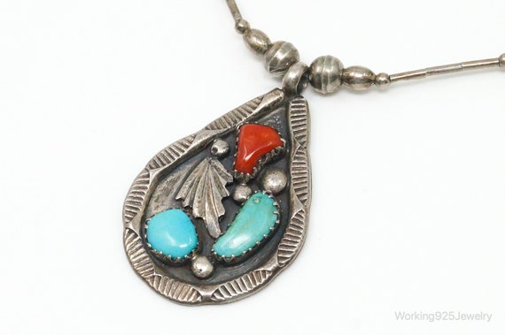 Vintage Native American Zuni Turquoise Coral Ster… - image 6