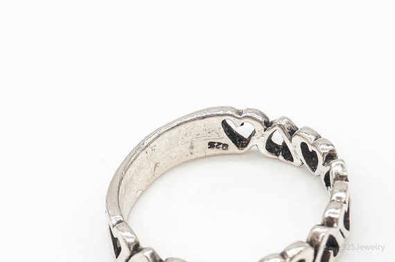 Vintage Open Hearts Sterling Silver Band Ring - S… - image 4
