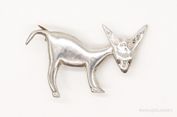 Antique Mechanical Donkey Sterling Silver Brooch … - image 2