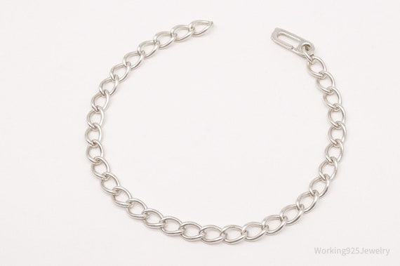 Antique Silver Chain Link Bracelet 7.25" - image 2