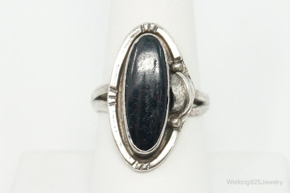 Vintage Mexico Designer Black Onyx Sterling Silver Ring