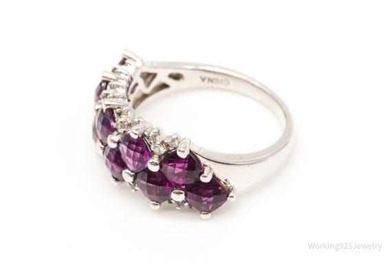 Vintage Designer Pink Topaz Cubic Zirconia Sterli… - image 5