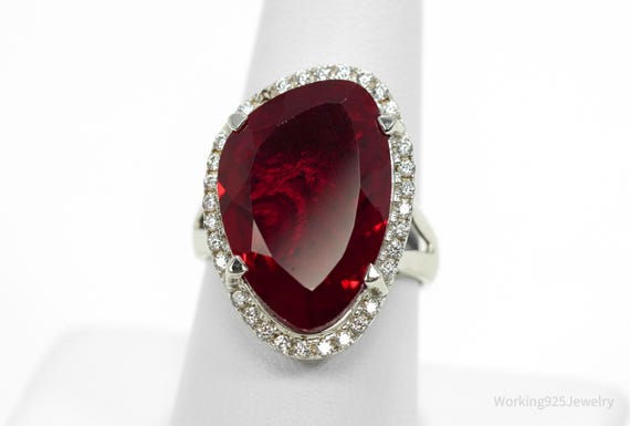 Designer Lab Ruby & Cubic Zirconia Sterling Silve… - image 1