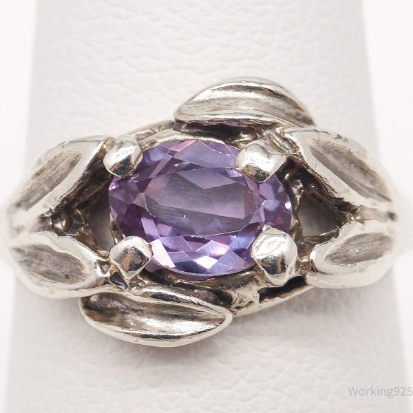 Vintage Color Changing Sapphire Silver Ring - Size 4