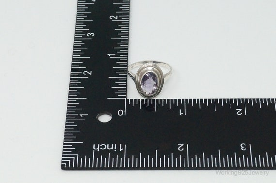 Vintage Modernist Amethyst 830 Silver Ring - Size… - image 7