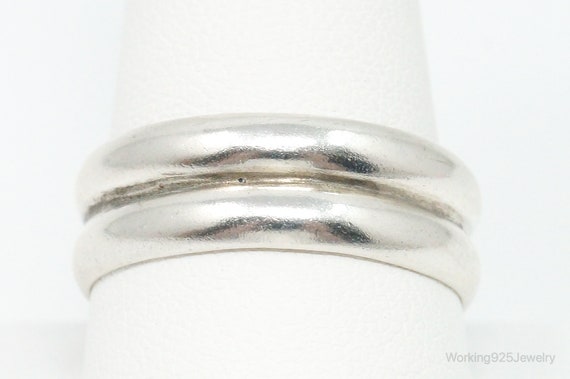 Vintage Sterling Silver Double Band Wide Ring Siz… - image 2