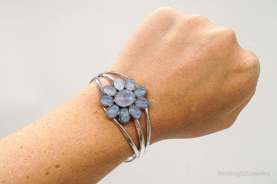 Vintage Native American Opal Flower Sterling Silv… - image 9