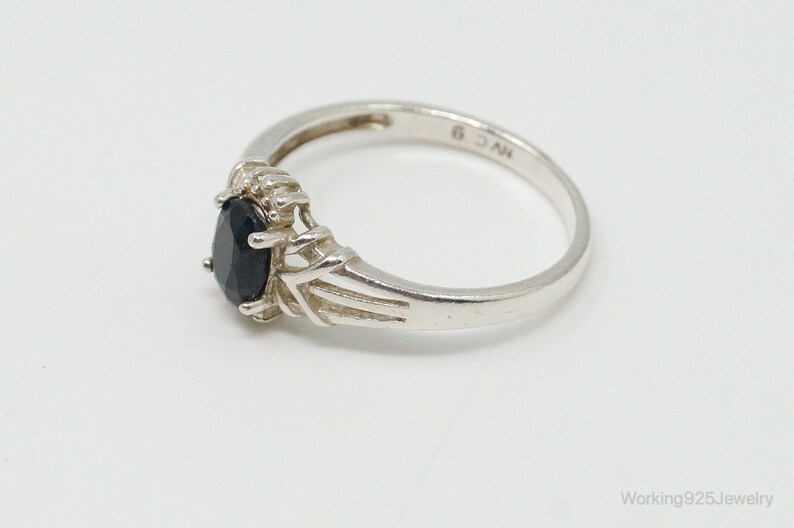 Vintage Sapphire Sterling Silver Ring Size 9 image 4