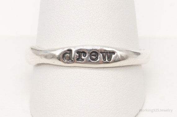 Vintage "Drew" Name Sterling Silver Ring - Size 1… - image 2