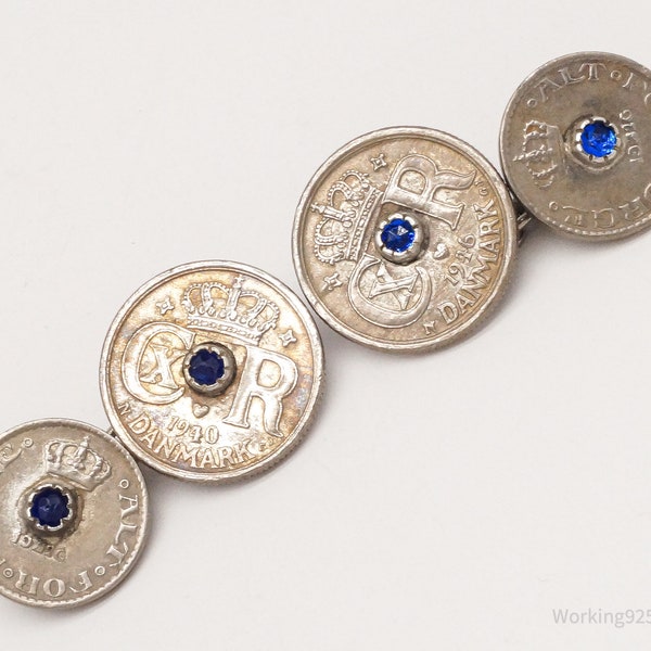 Rare Vintage Denmark Danmark Coins Cufflinks