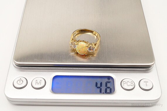 Designer UTC Opal Cubic Zirconia Gold Vermeil Ste… - image 9