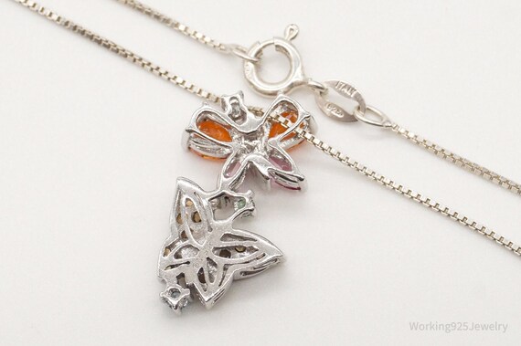 Vintage Multiple Gemstone Butterflies Sterling Si… - image 6