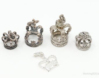 Vintage Antique Crowns Sterling Silver Charms