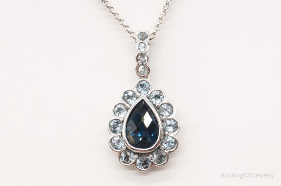 Vintage Blue Topaz Sterling Silver Necklace - image 2