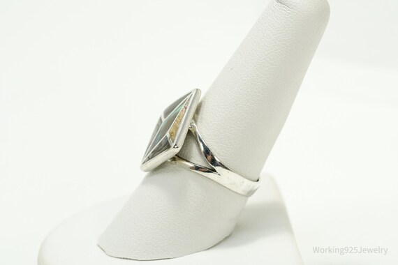 Vintage Paua Abalone Shell Inlay Sterling Silver … - image 4