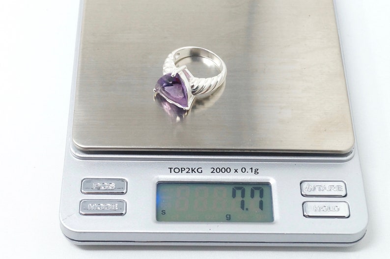 Stunning Vintage Large Purple Amethyst Cable Cord Statement Ring Sterling Silver Size 8-777550009