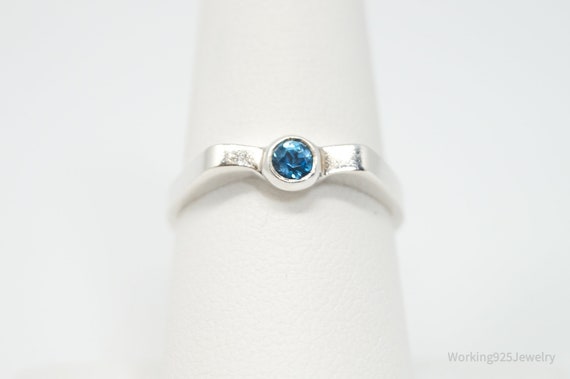 Vintage Deco Style Blue Topaz Sterling Silver Rin… - image 3