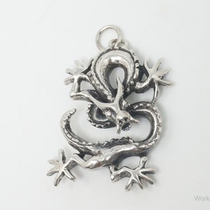 Vintage Dragon Sterling Silver Necklace Pendant image 2