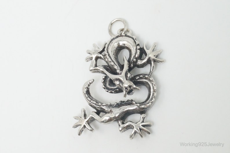 Vintage Dragon Sterling Silver Necklace Pendant image 2