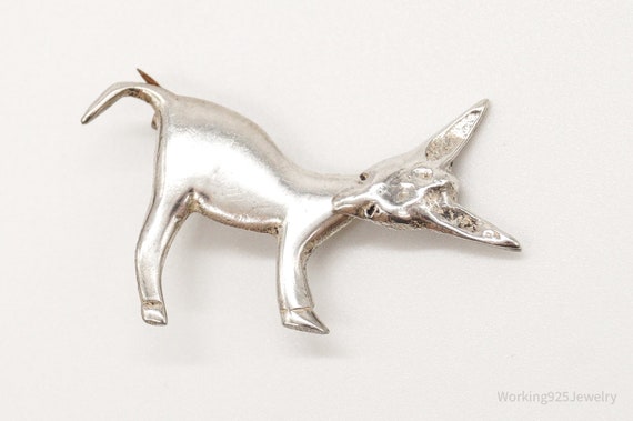 Antique Mechanical Donkey Sterling Silver Brooch … - image 4