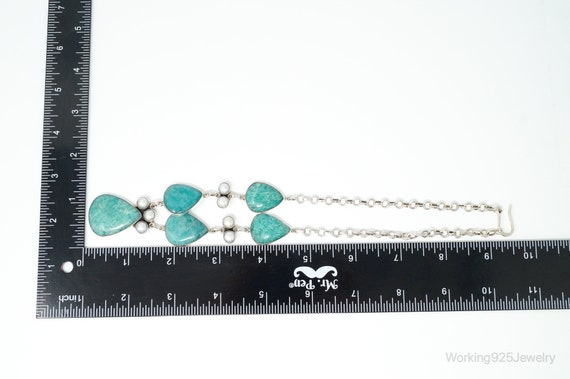 Vintage Amazonite Pearl Sterling Silver Necklace - image 10