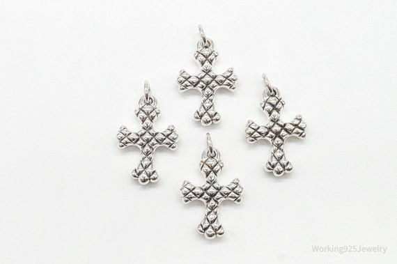 Vintage Puffy Hollow Cross Sterling Silver Pendan… - image 2