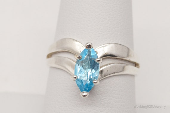 Vintage Designer Blue Topaz Sterling Silver Ring … - image 2