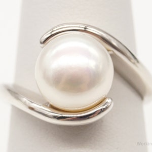Vintage Pearl Sterling Silver Ring - Size 6