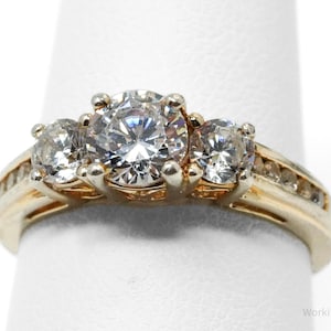 Vintage Cubic Zirconia Gold Vermeil Sterling Silver Ring - Size 6.75