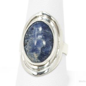 Vintage Lapis Lazuli modernist Art Sterling Silber Ring - Größe 8,5