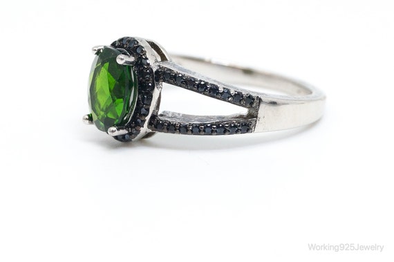 Designer JZ Lab Emerald Black Onyx Art Deco Sterl… - image 4