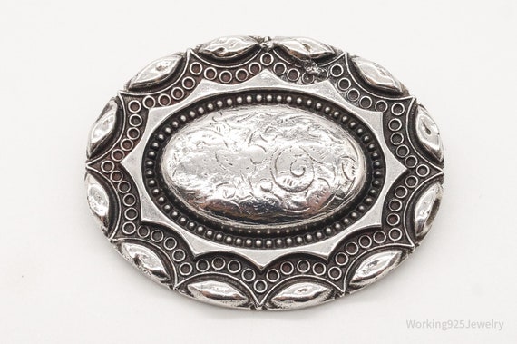 Antique Art Nouveau Silver Floral Pin Brooch - image 3