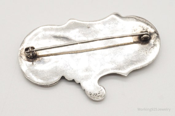 Antique Art Nouveau Silver Floral Pin Brooch - image 8