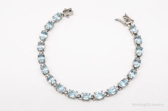 Vintage Blue Topaz Sterling Silver Bracelet - image 4