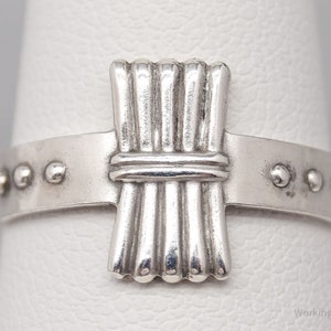 Antique Camp Fire Girls Sterling Silver Ring - Size 7.5 Adjustable