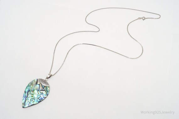 Vintage Large Abalone Paua Shell Sterling Silver … - image 6