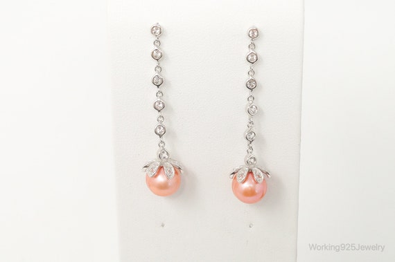 Italian Designer Peach Pearl Cubic Zirconia Sterl… - image 2