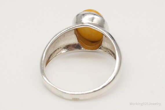 Vintage Yellow Amber Sterling Silver Ring - Size … - image 6