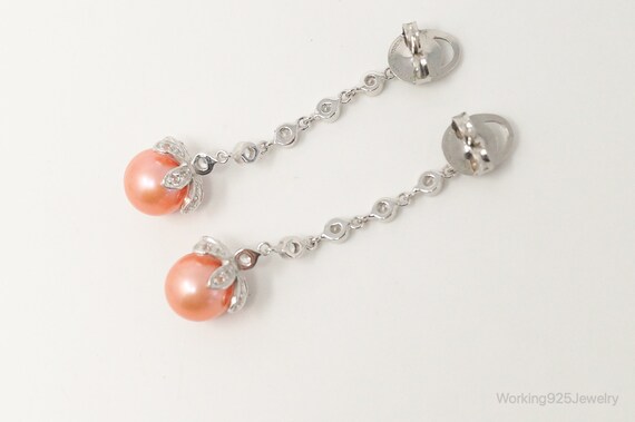 Italian Designer Peach Pearl Cubic Zirconia Sterl… - image 7