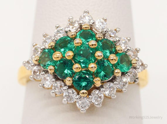 Designer UTC Lab Emerald Cubic Zirconia Gold Verm… - image 2