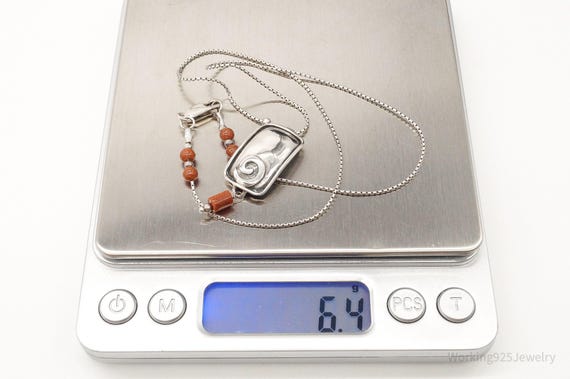 Designer Silpada Goldstone Hammered Sterling Silv… - image 6