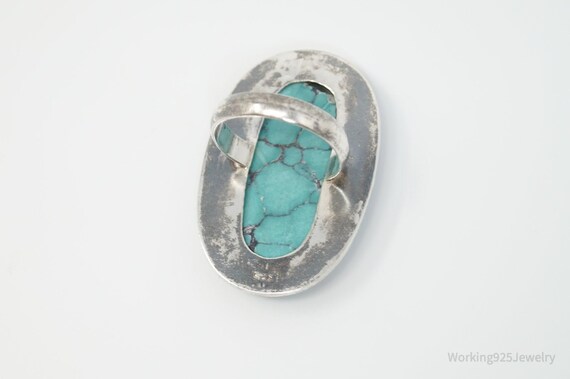 Vintage Native American Unsigned Large Turquoise … - image 5