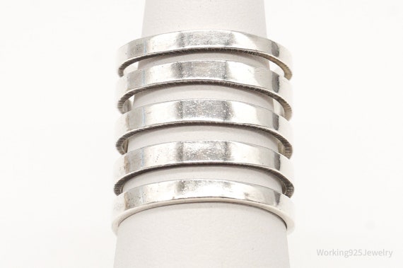Vintage Long Modernist Sterling Silver Ring - Siz… - image 2