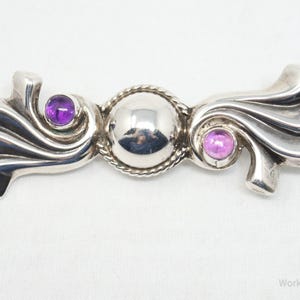 Broche vintage mexicaine vintage en argent sterling AME avec améthyste